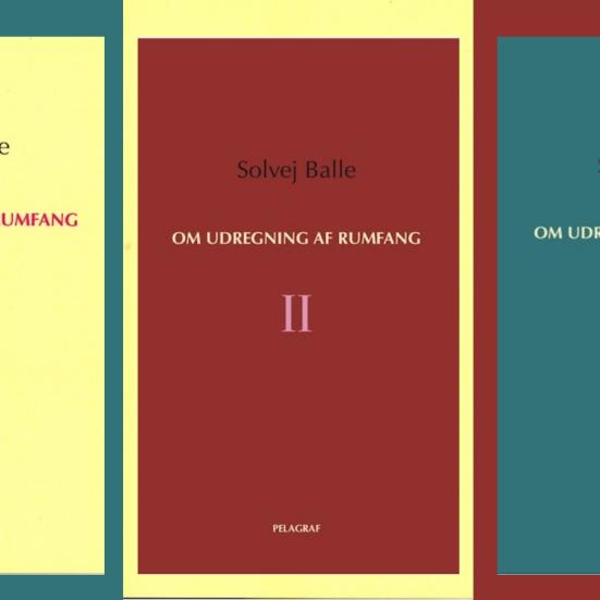 De tre første bøger i serien "Om udregning af rumfang" af Solvej Balle